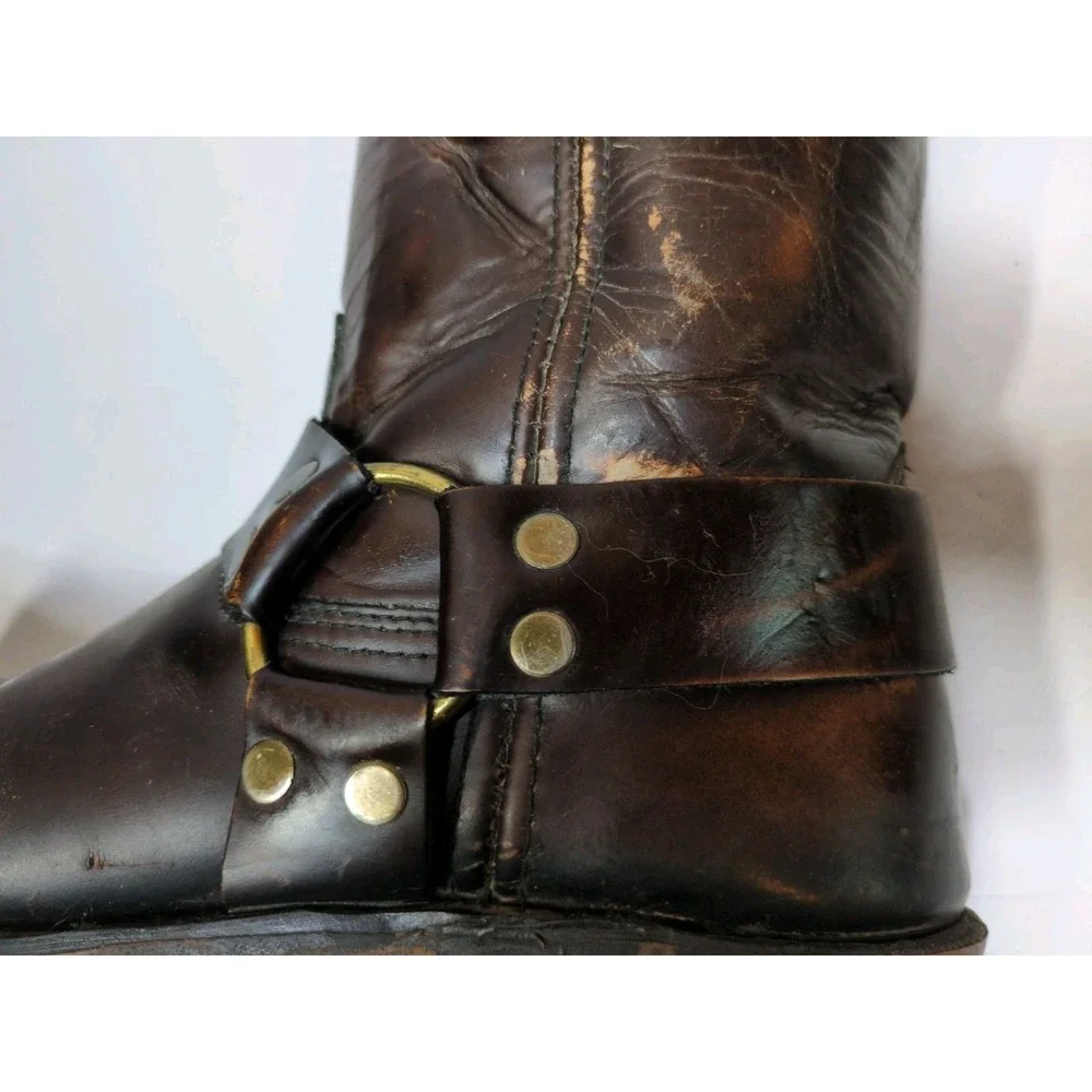 VTG USA-Made RODEO 32304 Square Toe Harness Roper-Style Leather Boots Sz 9 1/2 D